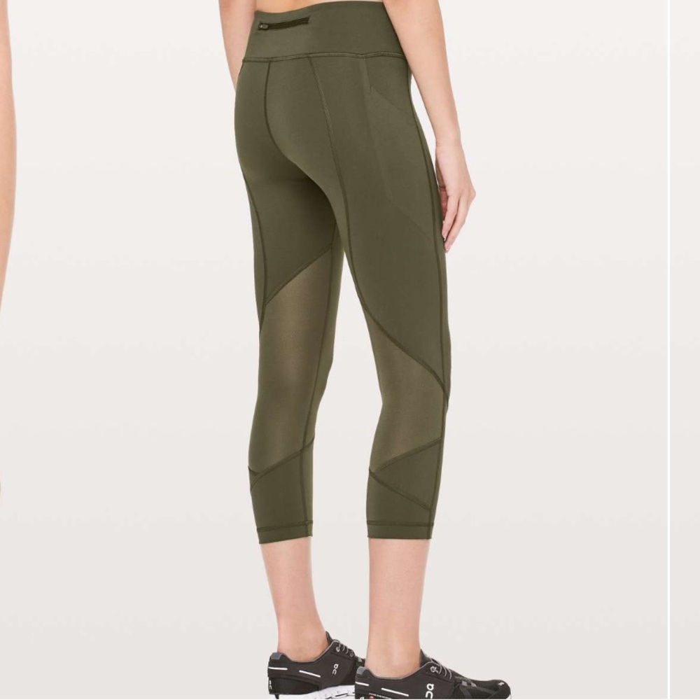 Lululemon Pace Rival Crop *Full-On Luxtreme 22" Dark Olive 2 Activewear‎ Workout